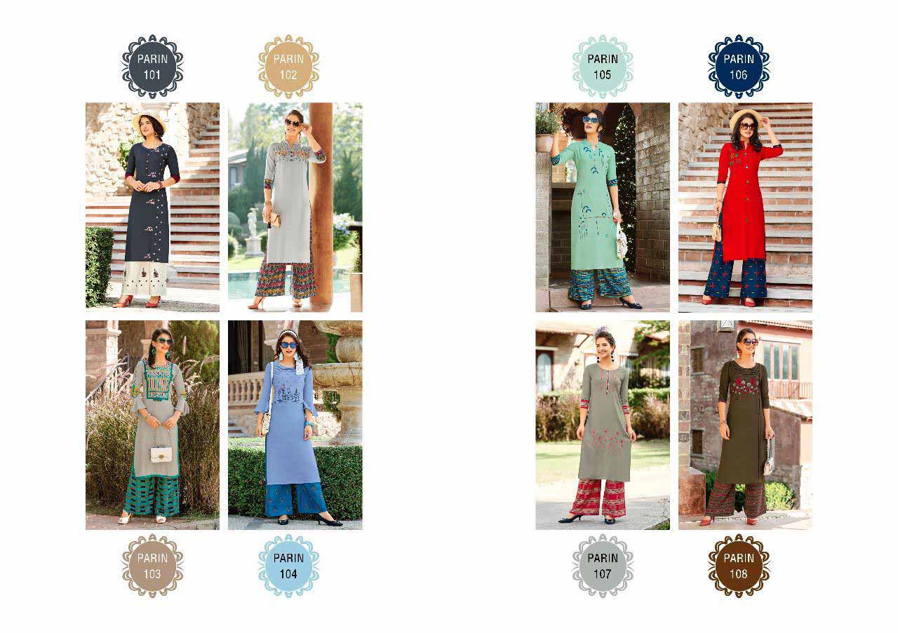 Rangjyot Parin Vol-1 Rayon Palazzo Kurti Sets Rangjyot Parin Vol-1 Rayon Palazzo Kurti Sets